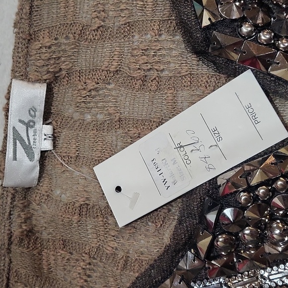 Zba Embellished Brown Women's Top - Picture 9 of 11